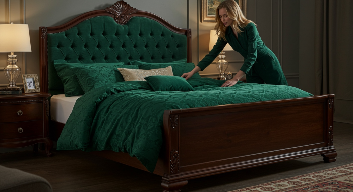 Gestoffeerd bed