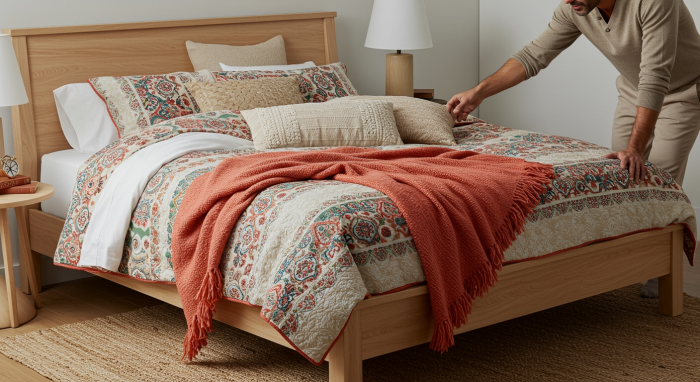 Massief houten bed