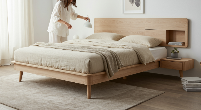 Platform bed met hoofdboard 1